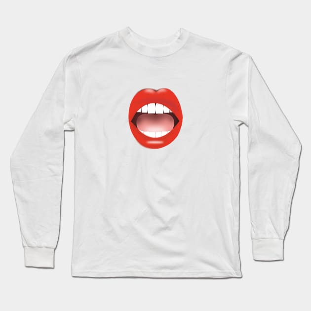 surprise mouth with red lips Long Sleeve T-Shirt by designInk